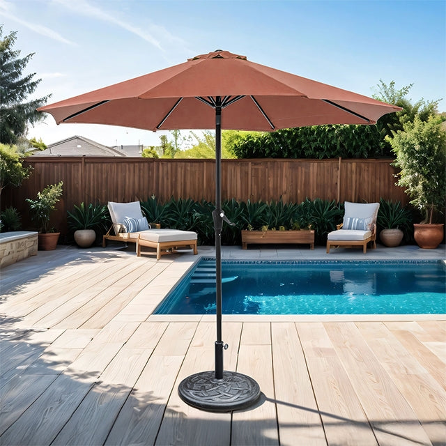 Tano-9' Outdoor Umbrella + 21" Round Base
