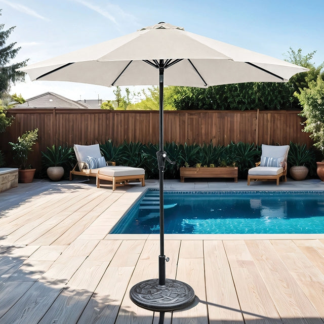 Tano-9' Outdoor Umbrella + 21" Round Base