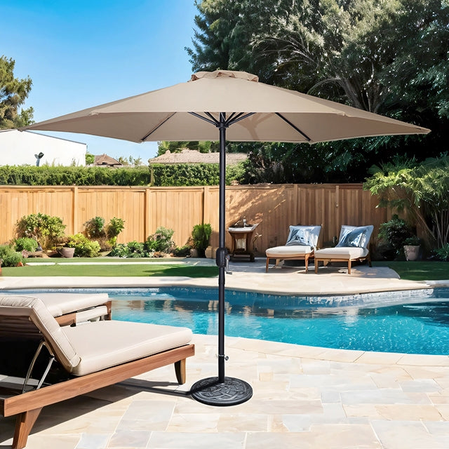 Lali-9 Ft Outdoor Umbrella + 21" Round Base