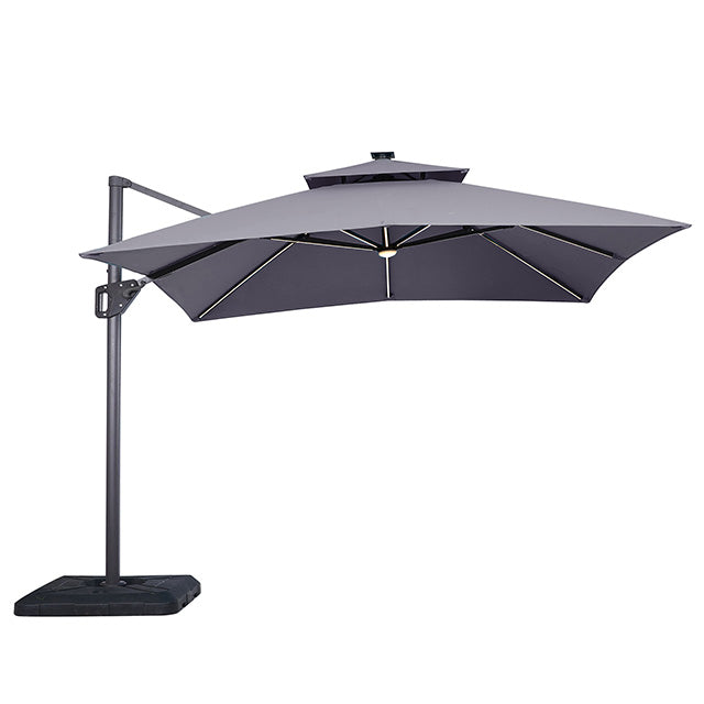 Aurora-10 Ft Square Umbrella w/ Double Top w/ LED Light + 37" Large Base
