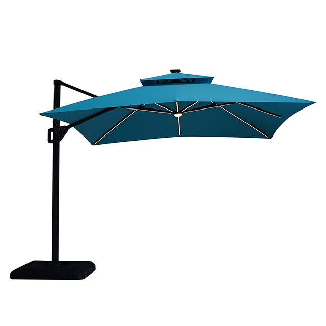 Aurora-10 Ft Square Umbrella w/ Double Top w/ LED + 37" Large Base