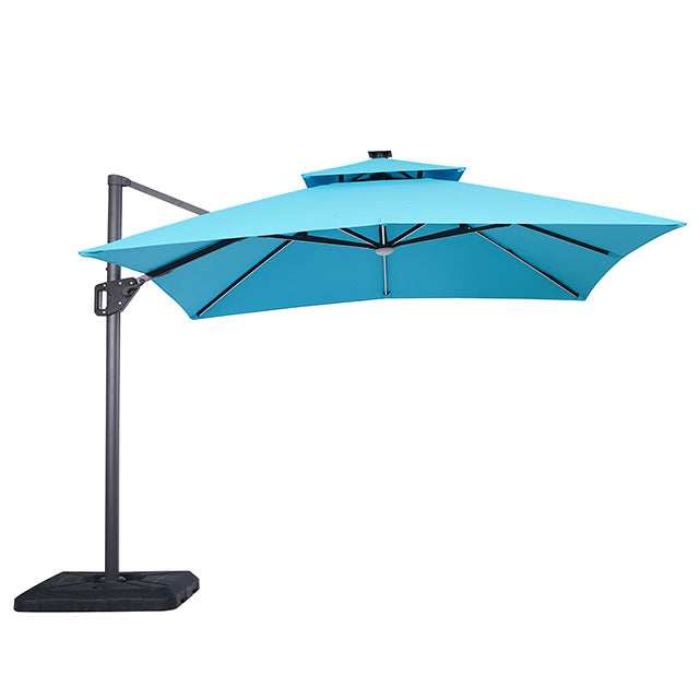 Aurora-10 Ft Square Umbrella w/ Double Top w/ LED + 37" Large Base