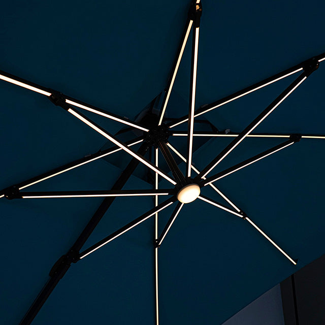 Aurora-10 Ft Square Umbrella w/ Double Top w/ LED + 37" Large Base