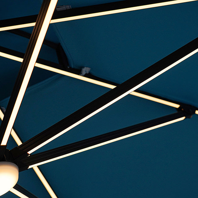Aurora-10 Ft Square Umbrella w/ Double Top w/ LED + 37" Large Base
