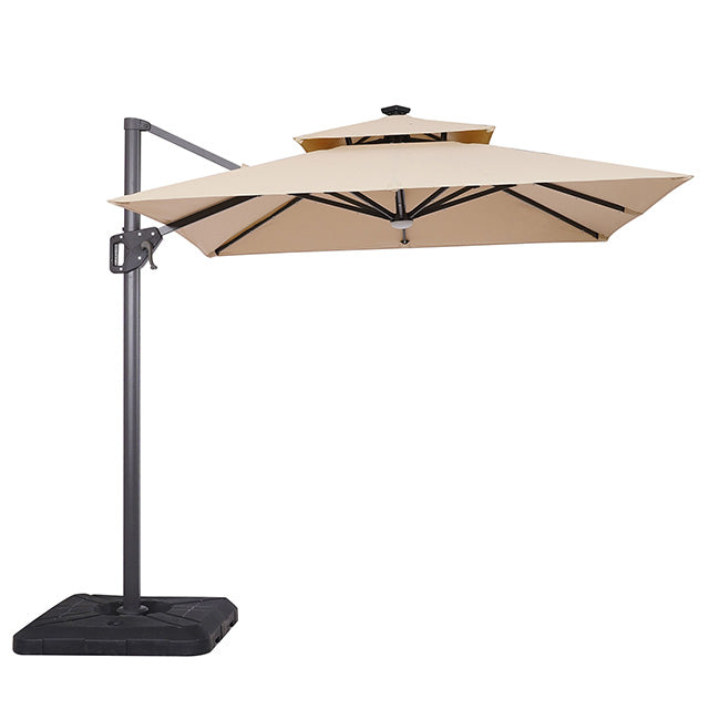 Xico-8 Ft Square Umbrella w/ Double Top w/ LED Light + 37" Large Base