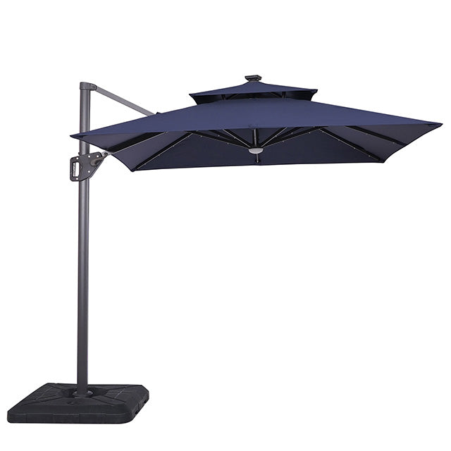 Xico-8 Ft Square Umbrella w/ Double Top w/ LED Light + 37" Large Base