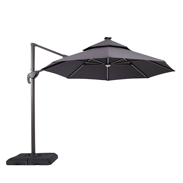 Xico-8 Ft Square Umbrella w/ Double Top w/ LED Light + 37" Large Base