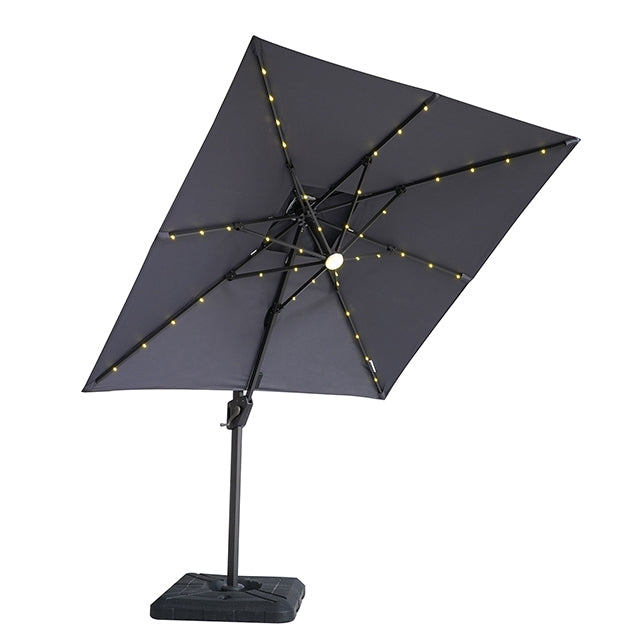 Xico-8 Ft Square Umbrella w/ Double Top w/ LED Light + 37" Large Base