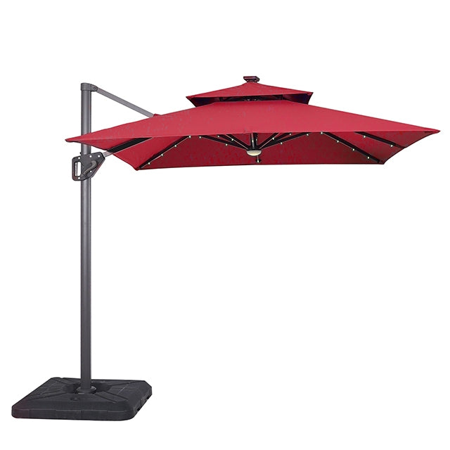 Xico-8 Ft Square Umbrella w/ Double Top w/ LED Light + 37" Large Base