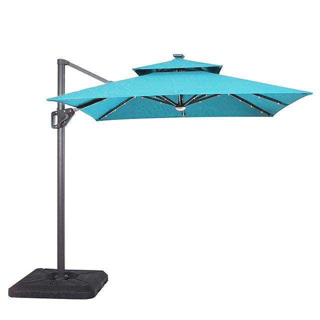 Xico-8 Ft Square Umbrella w/ Double Top w/ LED Light + 37" Large Base