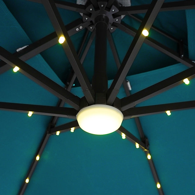 Xico-8 Ft Square Umbrella w/ Double Top w/ LED Light + 37" Large Base