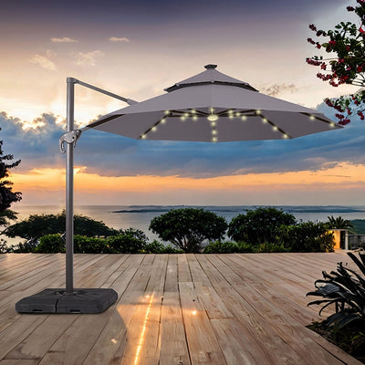 Nuti-10 Ft Round Umbrella w/ LED Light + 37" Large Base