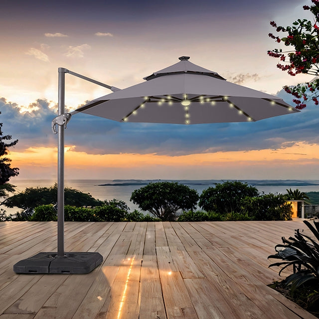 Nuti-10 Ft Round Umbrella w/ LED Light + 37" Large Base