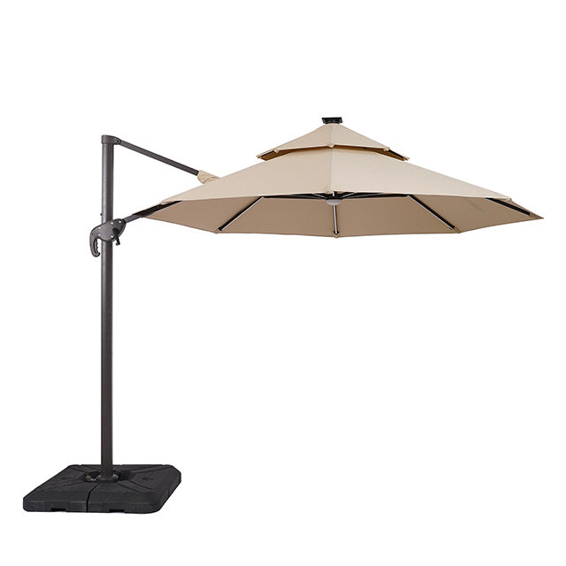 Fera-10 Ft Round Umbrella w/ LED Bulb + 37" Large Base