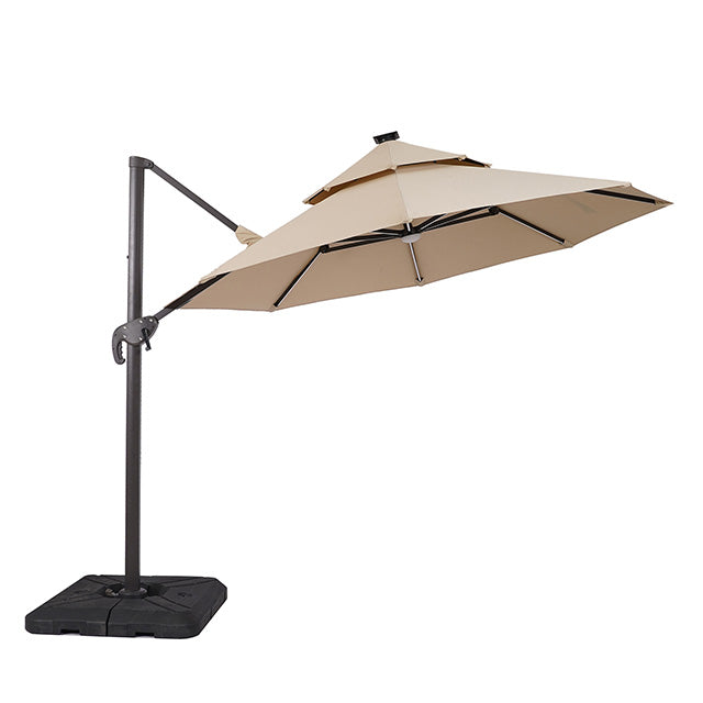 Fera-10 Ft Round Umbrella w/ LED Bulb + 37" Large Base