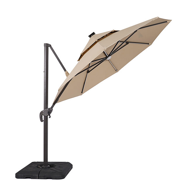 Fera-10 Ft Round Umbrella w/ LED Bulb + 37" Large Base