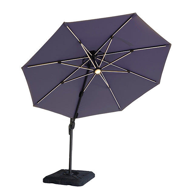 Fera-10 Ft Round Umbrella w/ LED Bulb + 37" Large Base