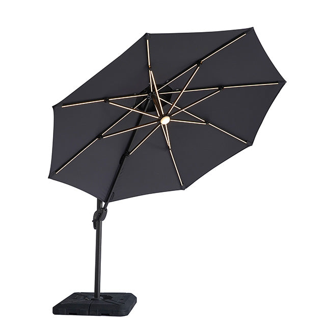 Fera-10 Ft Round Umbrella w/ LED Bulb + 37" Large Base