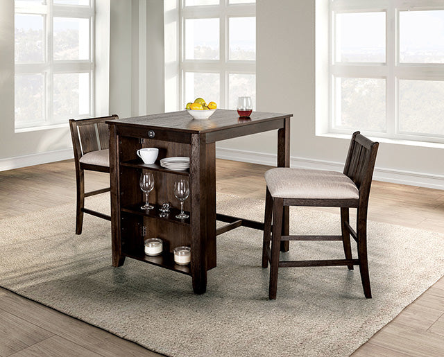 Lescles-3 Pc Counter Ht Set (1 Table + 2 Chairs)