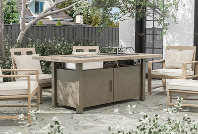 Bordeaux-Dining Table w/ Fire Pit & Cooler