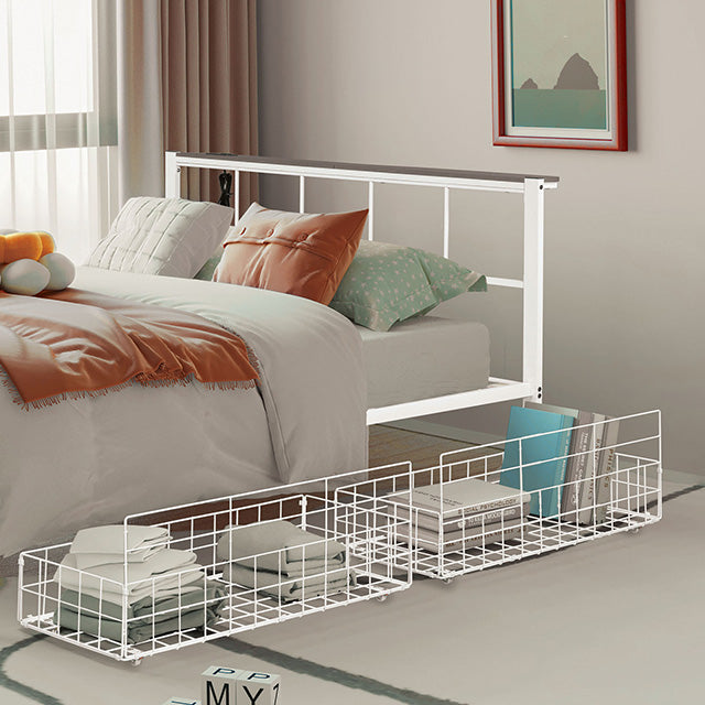 Nicoli-Queen Metal Bed With Underbed Storage
