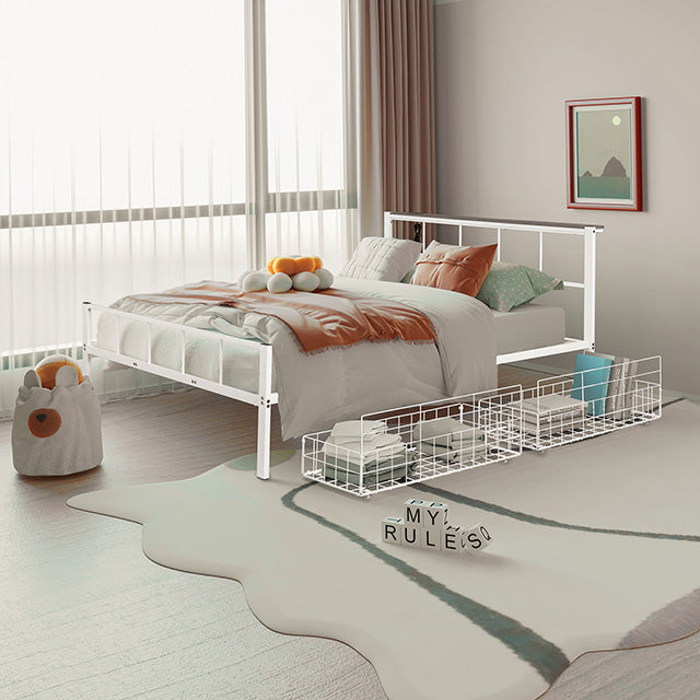 Nicoli-Queen Metal Bed With Underbed Storage