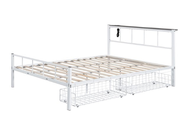 Nicoli-Queen Metal Bed With Underbed Storage