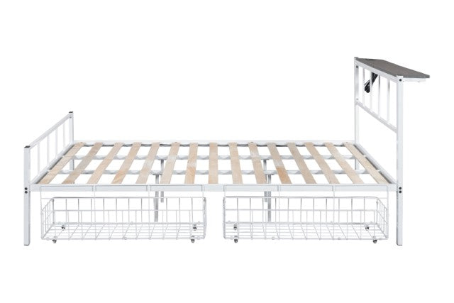 Nicoli-Queen Metal Bed With Underbed Storage