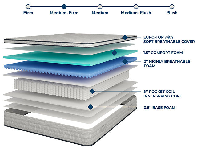 Salvia-12" Queen Hybrid Pocket Coil Mattress