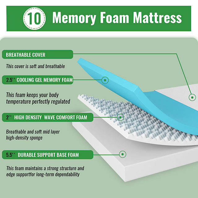 Coreopsis-10" E.King Memory Foam Wave Comfort