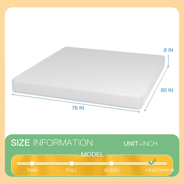 Forsythia-8" E.King Green Tea Gel Memory Foam