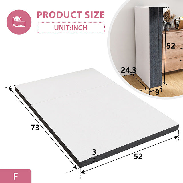Hollyhock-3" Full Tri-Fold Memory Foam Topper