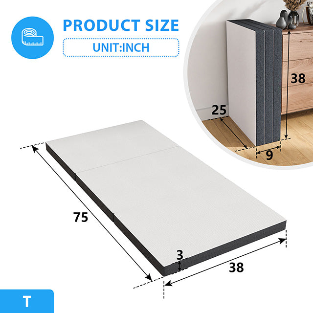 Hollyhock-3" Twin Tri-Fold Memory Foam Topper