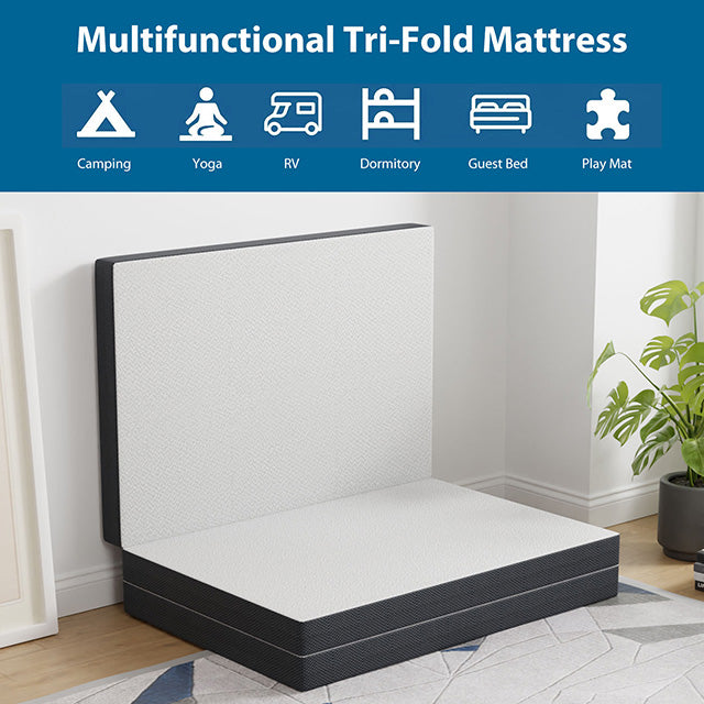 Hollyhock-4" Twin XL Tri-Fold Memory Foam Topper