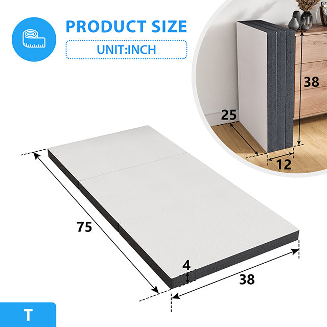 Hollyhock-4" Twin Tri-Fold Memory Foam Topper