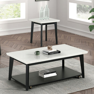 Thisted-Rectangle Marble Coffee Table w/ Casters