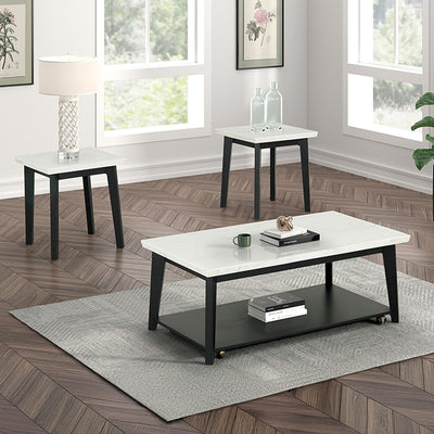 Thisted-Rectangle Marble Coffee Table w/ Casters
