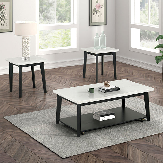 Thisted-Rectangle Marble Coffee Table w/ Casters