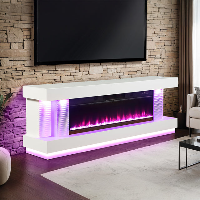 Peseux-71" TV Stand w/ Electric Fire Place